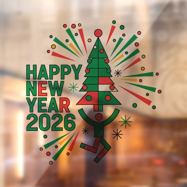 Autocollant Pour Fenêtre Bonne année 2026 Célébration (Feuille 2)