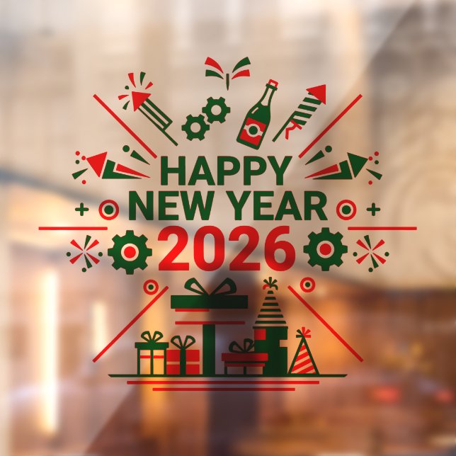 Autocollant Pour Fenêtre Bonne année 2026 Célébration (Feuille 2)