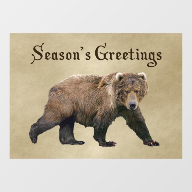 Autocollant Pour Fenêtre Bonnes Fêtes - Ours Kodiak (Feuille)