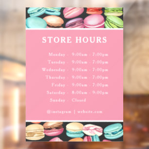 Autocollant Pour Fenêtre Boulangerie de pâtisserie Macaron   Heures d'ouver