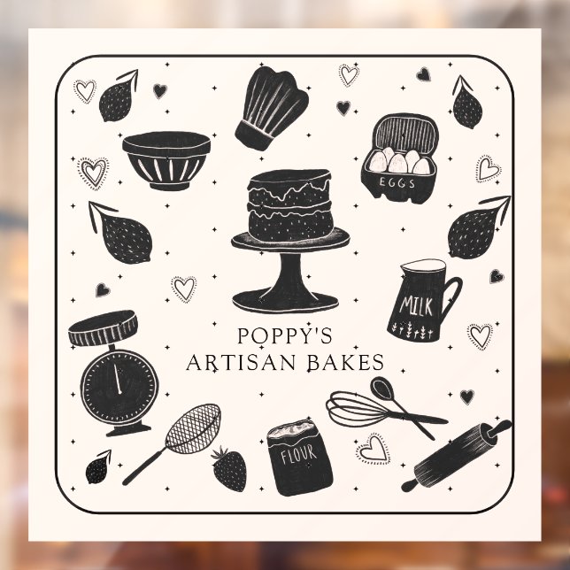 Autocollant Pour Fenêtre Boulangerie d'ustensiles Baker (Feuille 2)