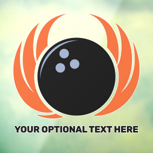 Autocollant Pour Fenêtre Boule de Bowling de texte personnalisé avec flamme