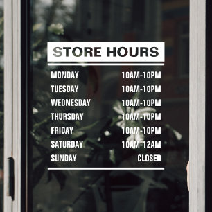 Autocollant Pour Fenêtre Boutique d'affaires Heures d'ouverture du magasin