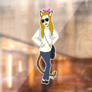 Autocollant Pour Fenêtre bouton catgirl