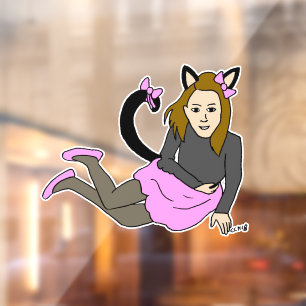 Autocollant Pour Fenêtre bouton catgirl