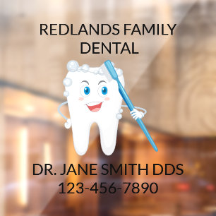 Autocollant Pour Fenêtre Brosse à dents molaire heureuse de clinique dentai