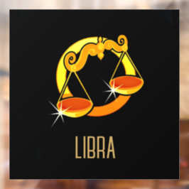 Autocollant Pour Fenêtre Brown et or Libra signe zodiaque noir