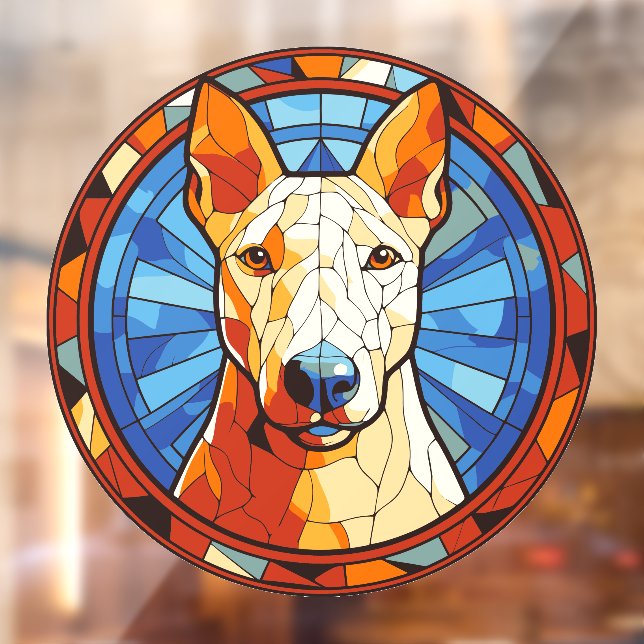Autocollant Pour Fenêtre Bull Terrier Chien race Faux Vitrail Animal (Feuille 2)
