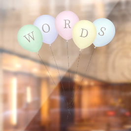 Autocollant Pour Fenêtre Bund Whimsical de 5 Ballons Pastel Texte Personnal