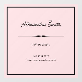 Autocollant Pour Fenêtre Bureau d'affaires rose Nom Cadre Noir