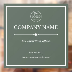 Autocollant Pour Fenêtre Bureau minimaliste avec logo blanc vert