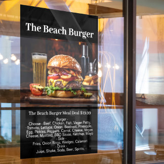 Autocollant Pour Fenêtre Burger Shop Repas Restauration Restauration rapide