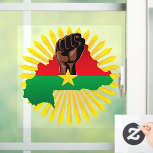 Autocollant Pour Fenêtre Burkina Faso Carte, drapeau et première révolution