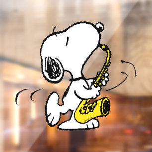 Autocollant Pour Fenêtre cacahuètes   Lecteur Snoopy Saxophone