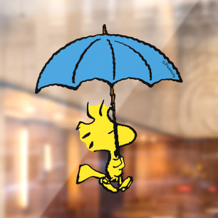 Autocollant Pour Fenêtre cacahuètes   Parapluie bleu Woodstock
