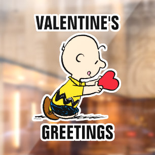 Autocollant Pour Fenêtre cacahuètes   Saint Valentin Charlie Coeur rouge Br