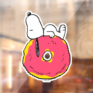 Autocollant Pour Fenêtre cacahuètes Snoopy Donut rose