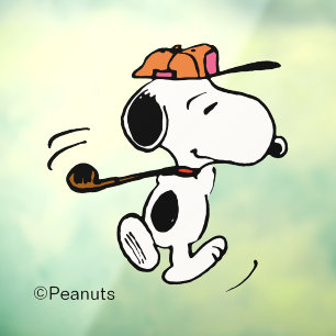 Autocollant Pour Fenêtre cacahuètes   Snoopy Golf Swing
