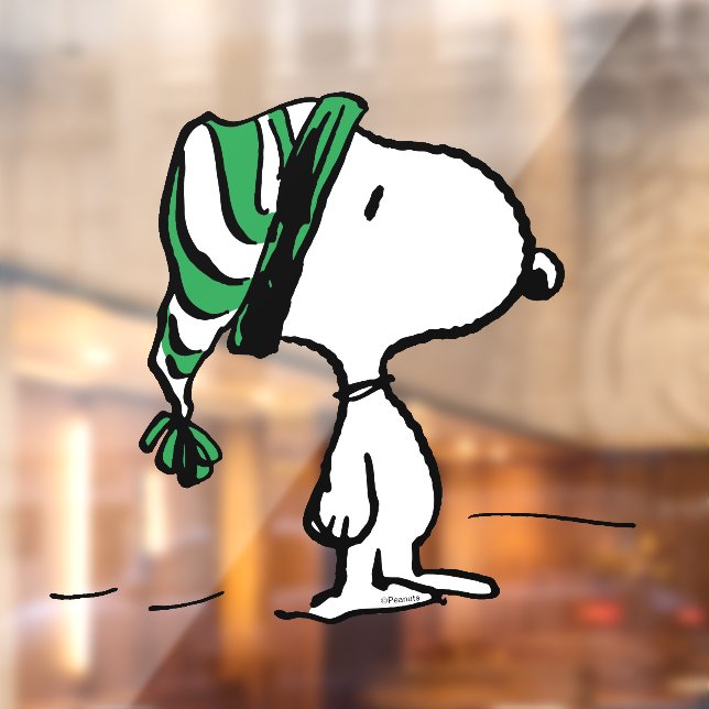Autocollant Pour Fenêtre cacahuètes | Snoopy Green Casquette de neige (Feuille 2)