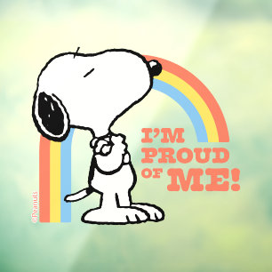 Autocollant Pour Fenêtre cacahuètes   Snoopy Je suis fier de moi