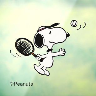 Autocollant Pour Fenêtre cacahuètes   Snoopy Joue Au Tennis