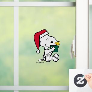 Autocollant Pour Fenêtre cacahuètes   Snoopy Père Noël & Woodstock Cadeau