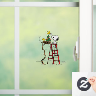 Autocollant Pour Fenêtre cacahuètes   Snoopy & Woodstock Arbre de Noël