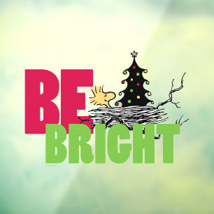 Autocollant Pour Fenêtre cacahuètes   Woodstock Noël Soyez brillant