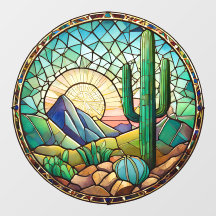 Cactus Sunrise Desert Verre Tiré