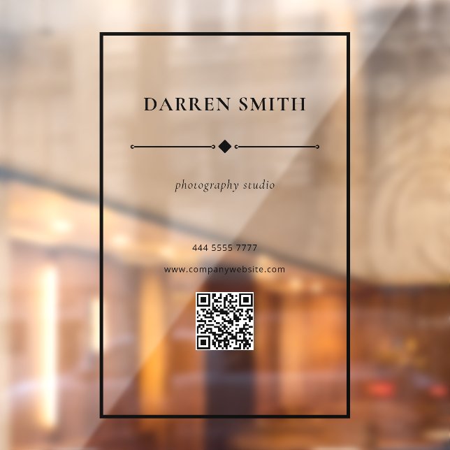 Autocollant Pour Fenêtre Cadre de nom de bureau professionnel avec QR code (Feuille 2)