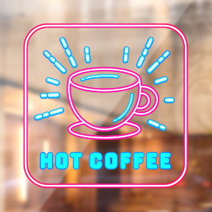 Autocollant Pour Fenêtre Café chaud Faux Neon