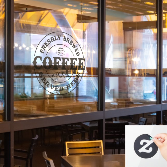 Autocollant Pour Fenêtre Café fraîchement moulu (Fenêtre du restaurant)