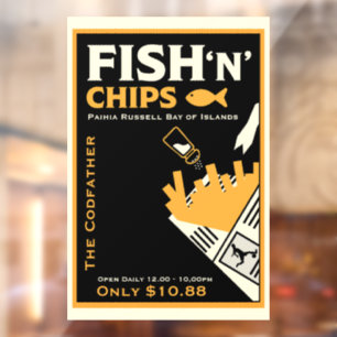 Autocollant Pour Fenêtre Café Restaurant Poisson Et Frites Entreprise
