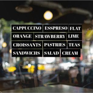 Autocollant Pour Fenêtre Café Thé Salades Fenêtre Vinyles Transparent   Nou