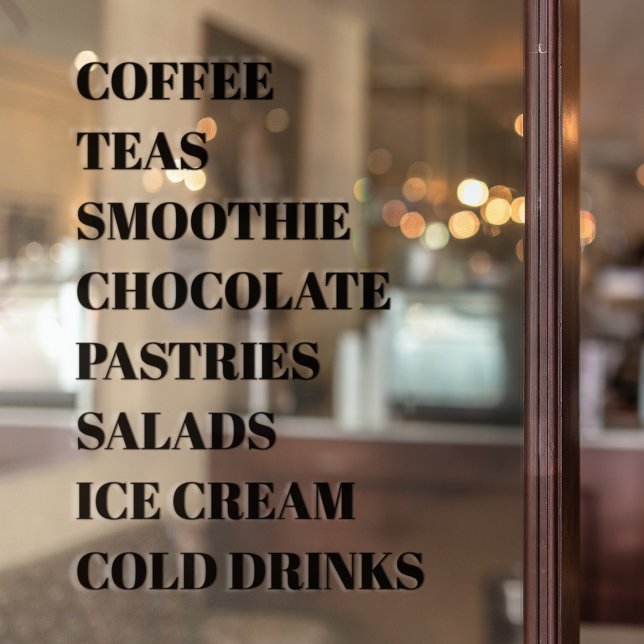 Autocollant Pour Fenêtre Café Thé Salades Fenêtre Vinyles Transparent | Nou (Créateur téléchargé)