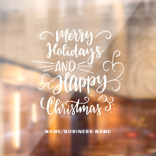 Autocollant Pour Fenêtre Calligraphic Christmas Holidays Nom de l'entrepris