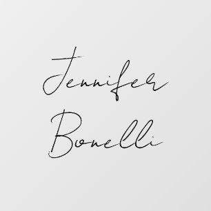 Autocollant Pour Fenêtre Calligraphie Élégant Noir Blanc Simple Nom