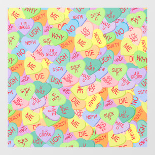 Autocollant Pour Fenêtre Candy Hearts Motif - SFW