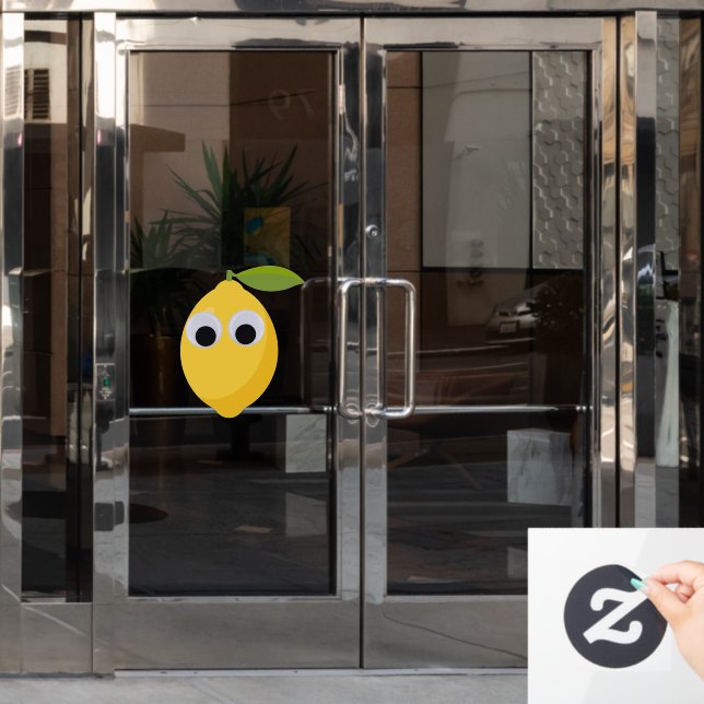 Autocollant Pour Fenêtre Caractère citron mignon avec yeux googly (Porte de bureau)