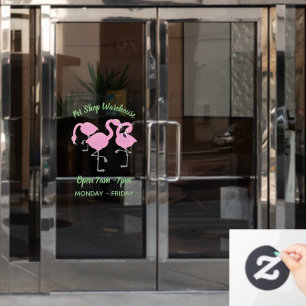 Autocollant Pour Fenêtre Caricature en trio flamand rose mou