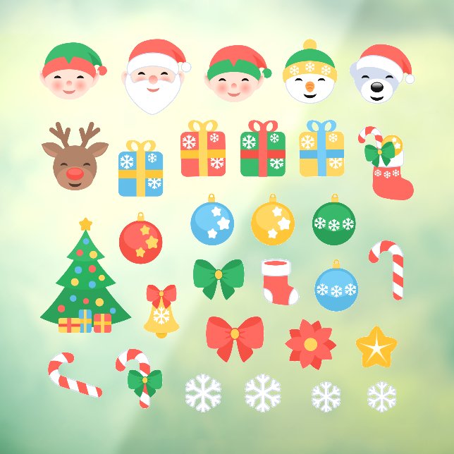 Autocollant Pour Fenêtre Caricatures de Noël gaies (Feuille 3)