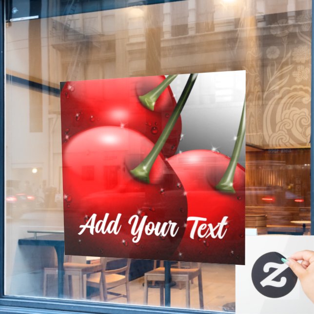 Autocollant Pour Fenêtre Cerises avec gouttes de ragoût (Fenêtre de café)
