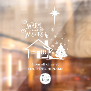 Autocollant Pour Fenêtre Chaleureux voeux d'hiver Noël Logo Store