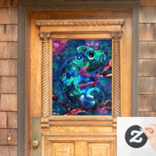 Autocollant Pour Fenêtre Chameleon lunaire Abstrait Floral Turquoise Vert