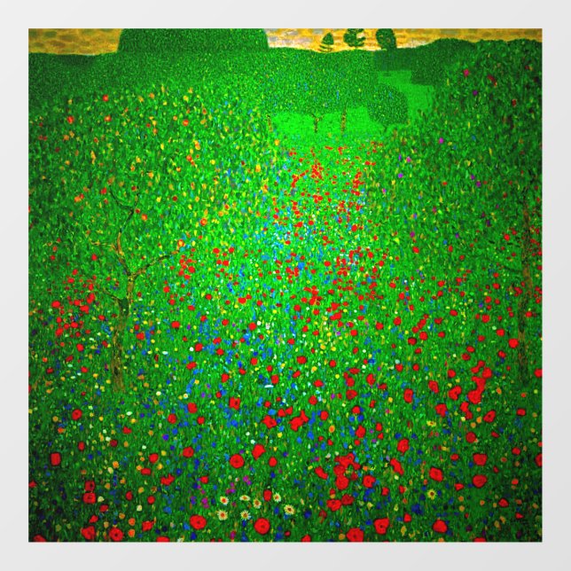 Autocollant Pour Fenêtre Champ de pavot Gustav Klimt (Feuille)