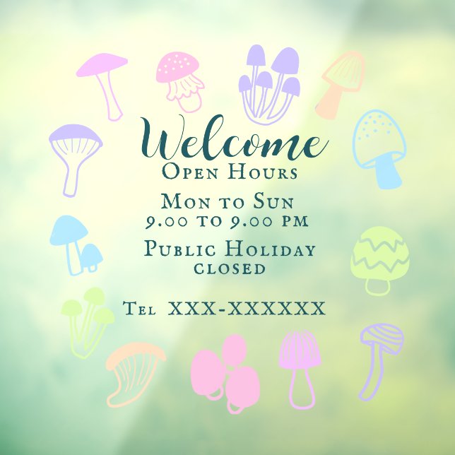 Autocollant Pour Fenêtre Champignon Coloré (Feuille 3)