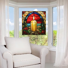 Autocollant Pour Fenêtre Chandelle de Noël Faux Vitrail Clouage de la fenêt