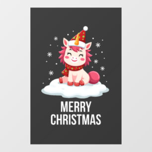 Autocollant Pour Fenêtre Chapeau de Noël licorne mignon T-Shi de Noël licor