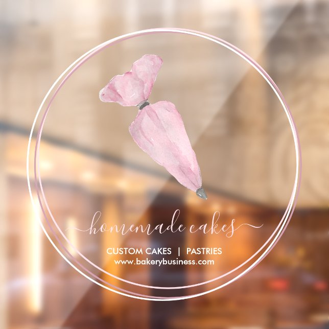 Autocollant Pour Fenêtre Châssis en cercle rose Logo Pâtisserie Boulangerie (Feuille 2)