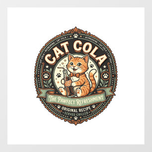 Autocollant Pour Fenêtre Chat Cola Chat Étiquette de Boisson Gazeuse Chat V